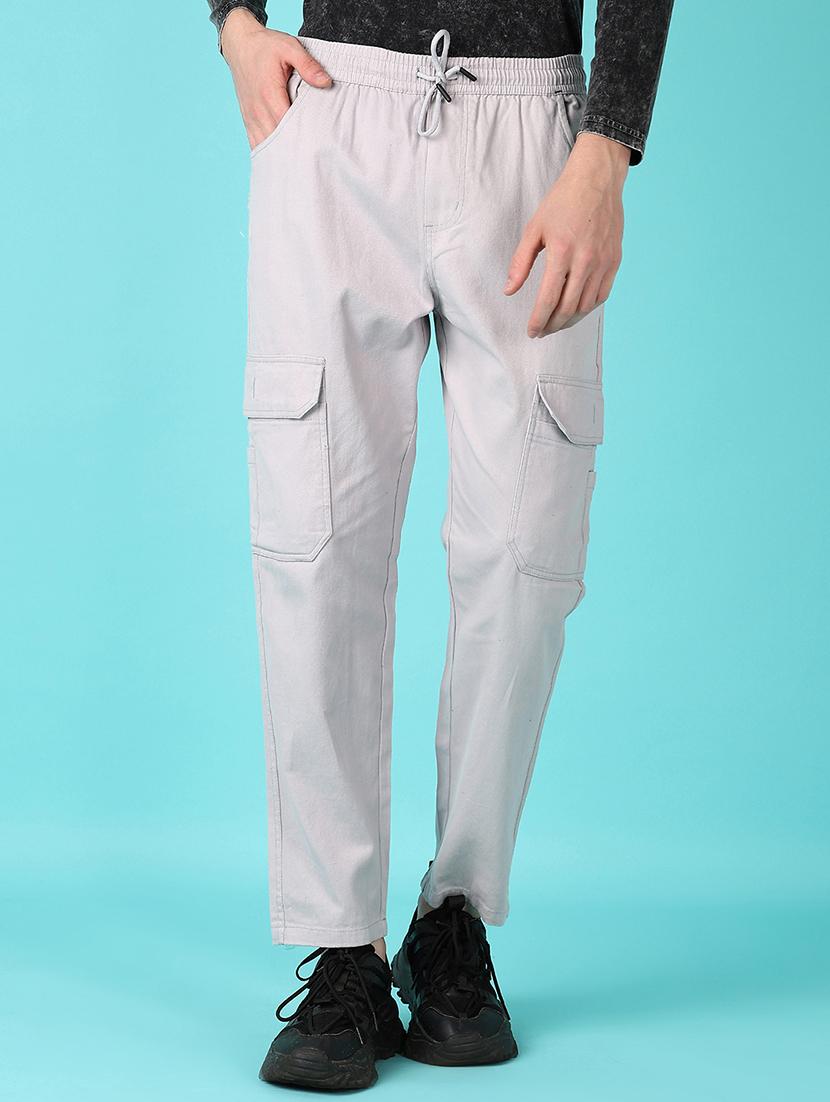 light grey twill cargos - 21573160 - Standard Image - 1