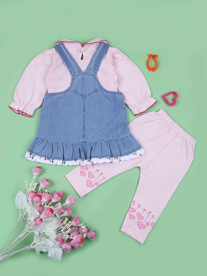 girls embroidered dungarees twin set - 21573258 -  Standard Image - 1