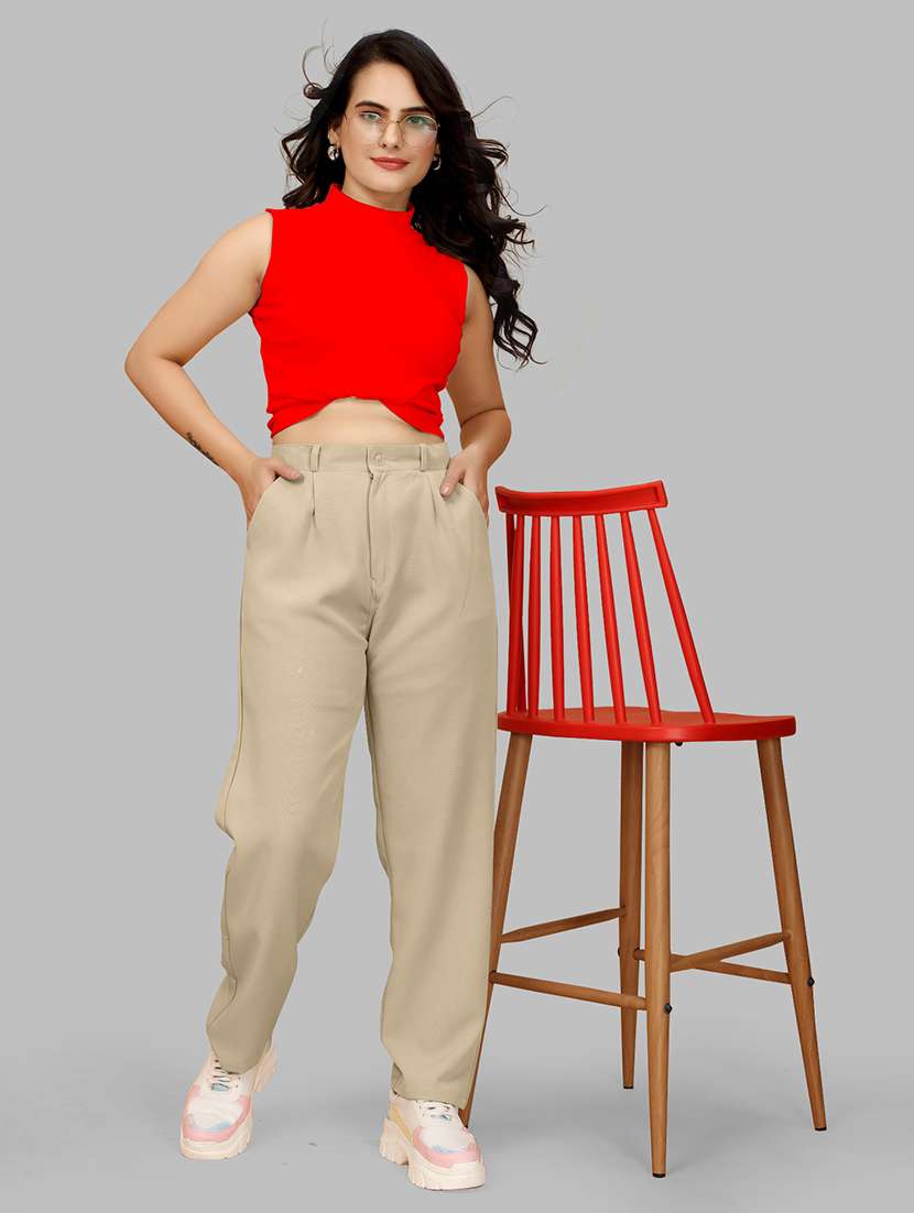 women solid pleated tailored pant - 21573669 - Standard Image - 4
