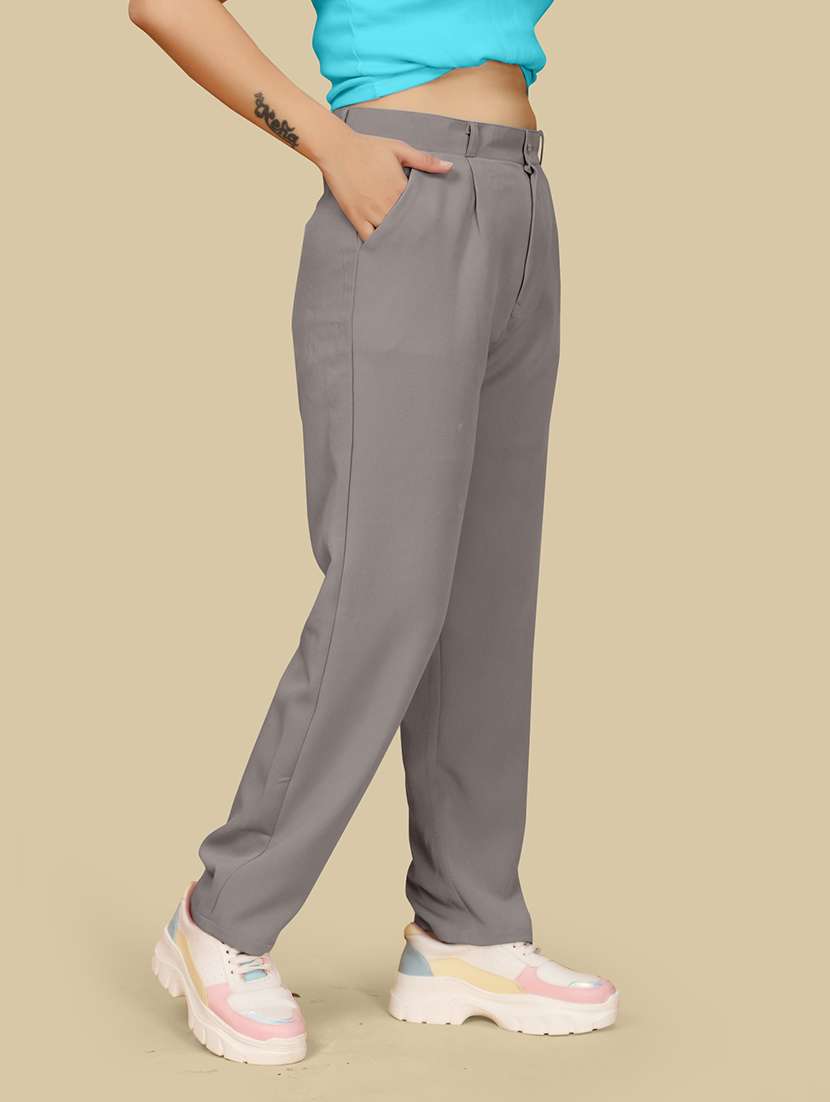 women solid pleated tailored pant - 21573672 -  Standard Image - 1