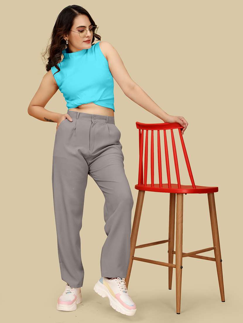 women solid pleated tailored pant - 21573672 - Standard Image - 4