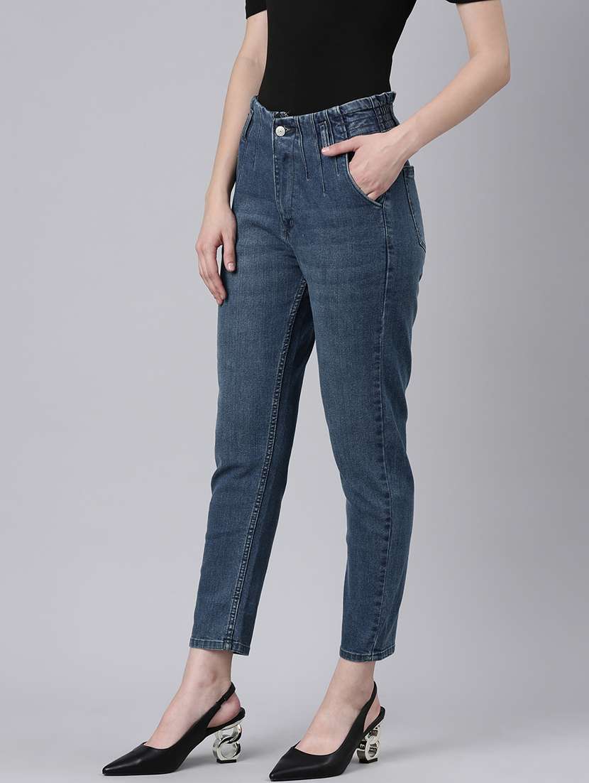 women navy blue denim plain jeans - 21573675 -  Standard Image - 1