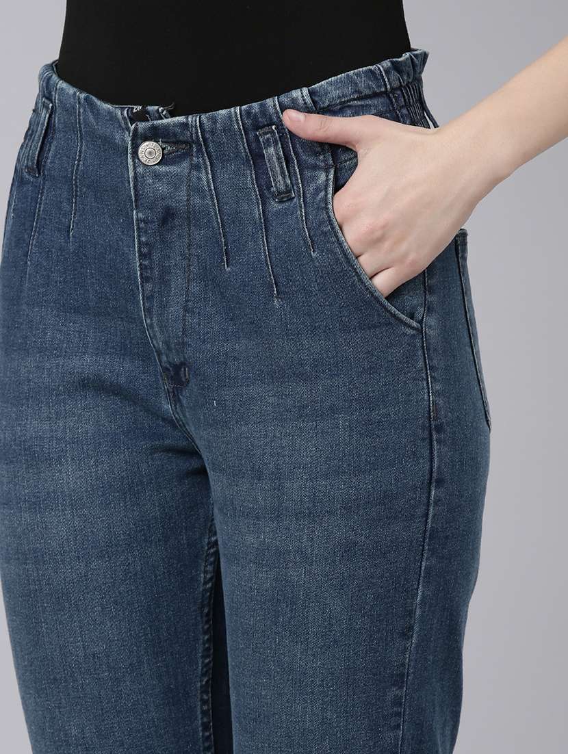 women navy blue denim plain jeans - 21573675 -  Standard Image - 6