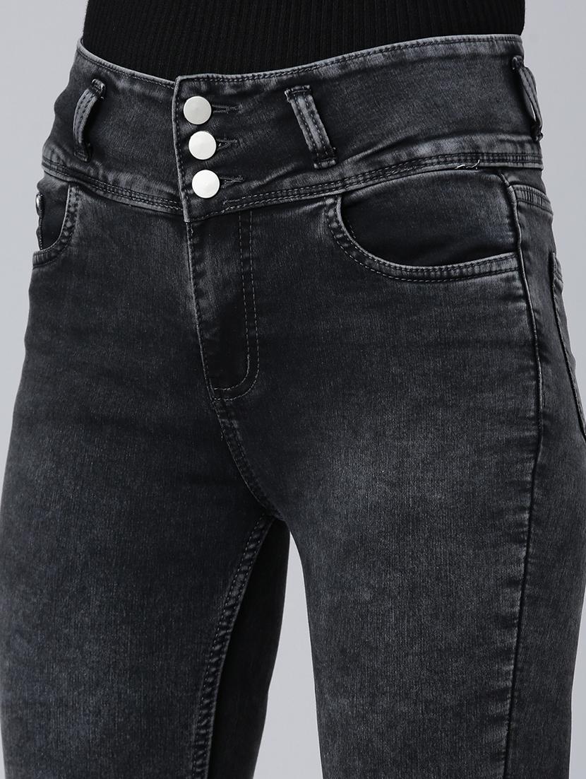 women black denim plain jeans - 21573676 - Standard Image - 6