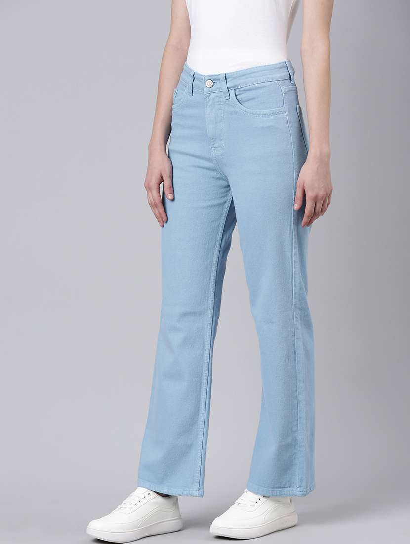 women light blue denim plain jeans - 21573677 -  Standard Image - 1
