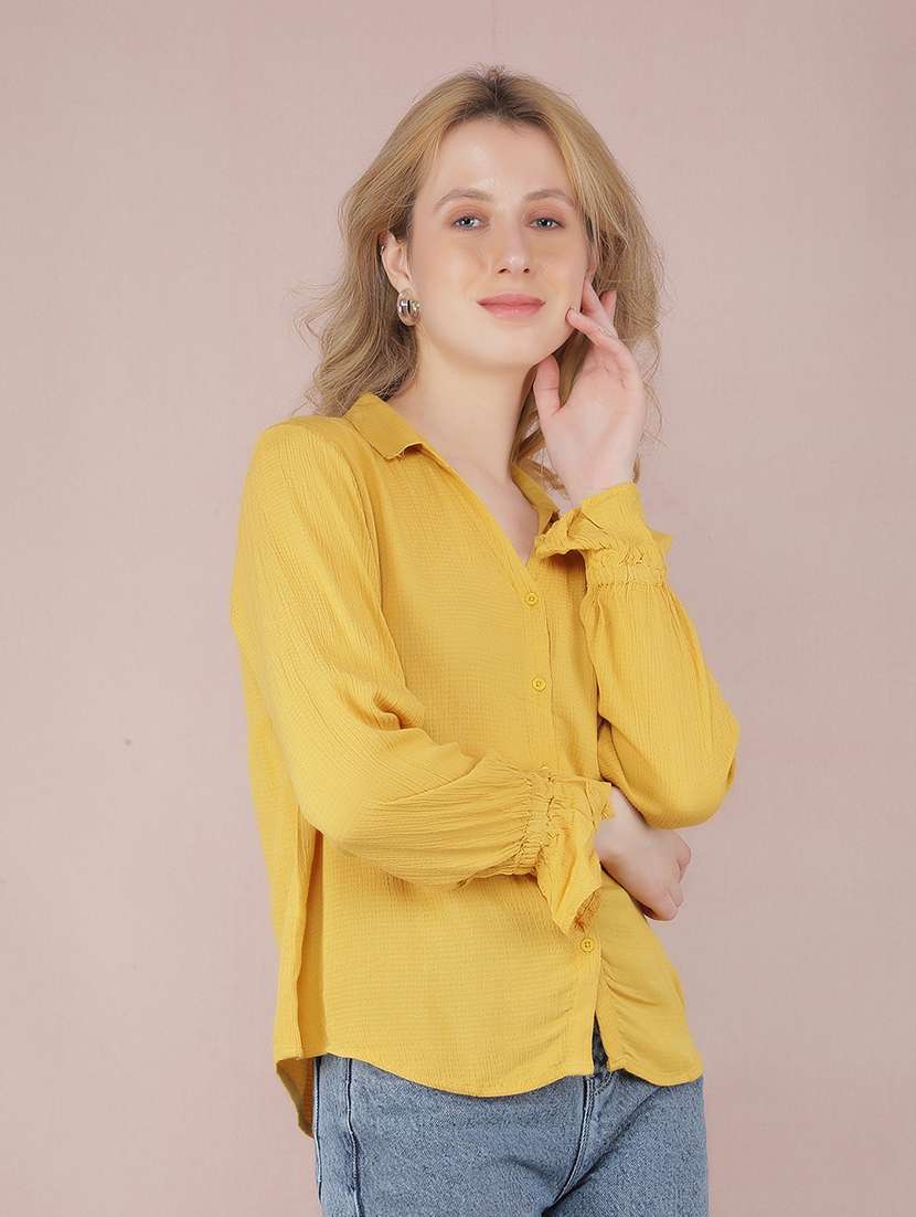 yellow viscose regular shirt