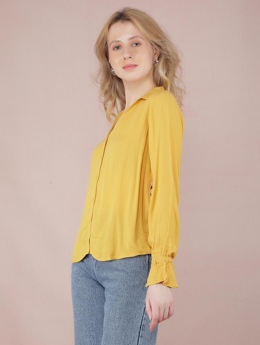 yellow viscose regular shirt - 21573778 - Standard Image - 1