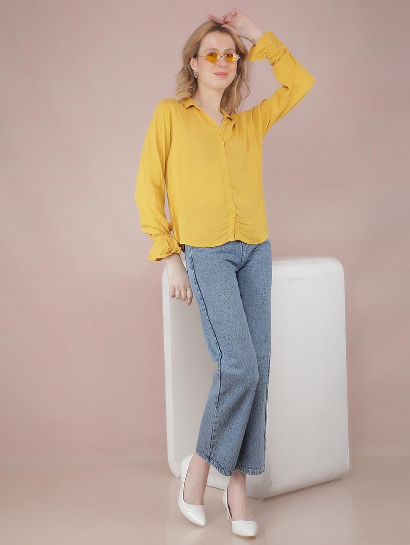 yellow viscose regular shirt - 21573778 - Standard Image - 4