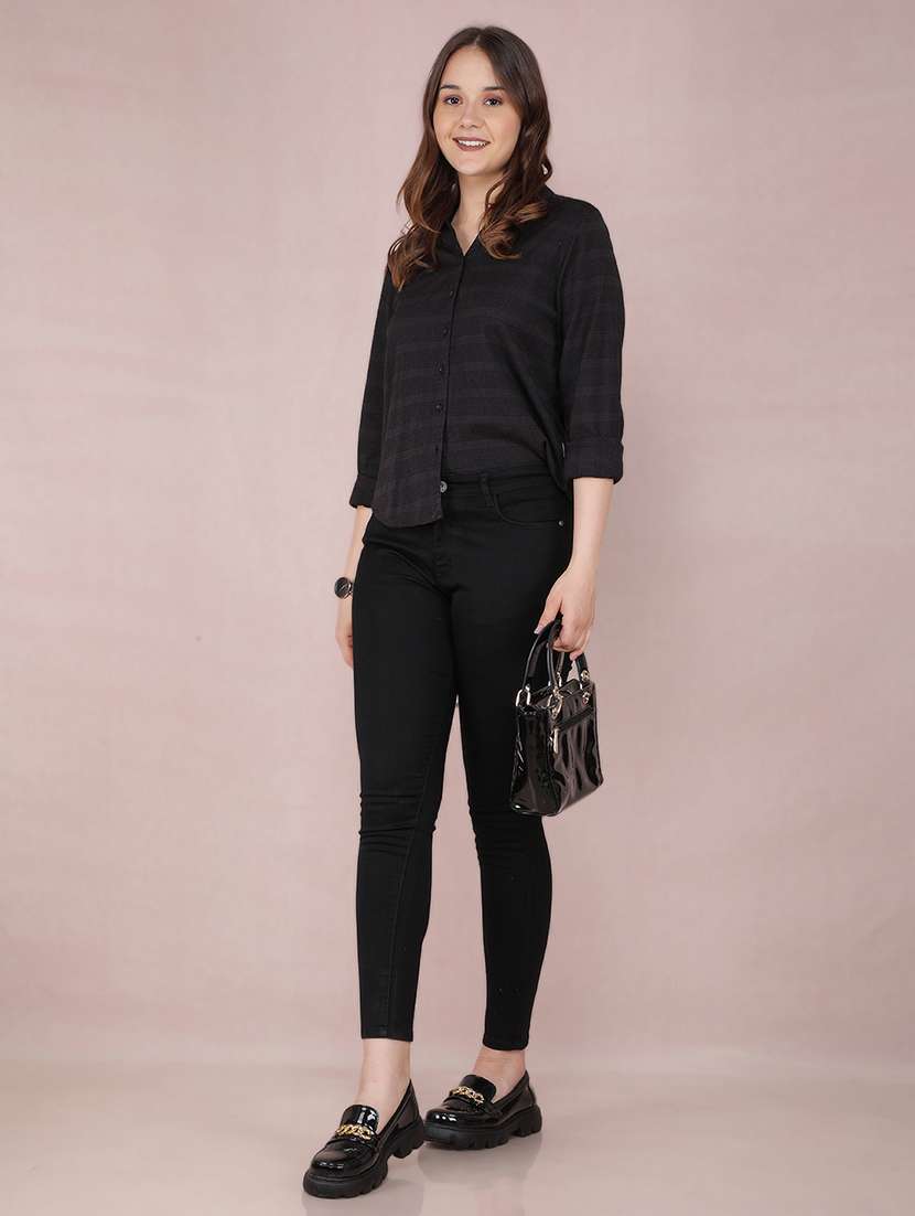 black viscose regular shirt - 21573781 - Standard Image - 4