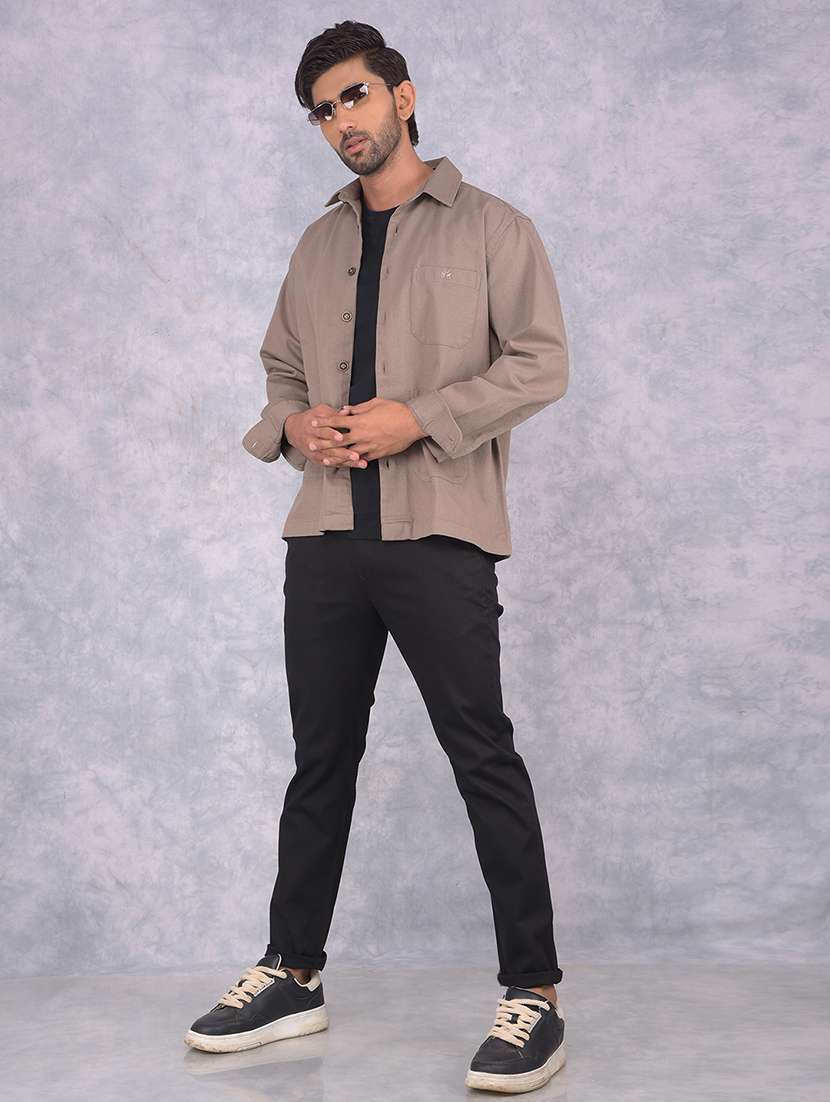 men solid regular fit chinos casual trouser - 21573806 -  Standard Image - 4