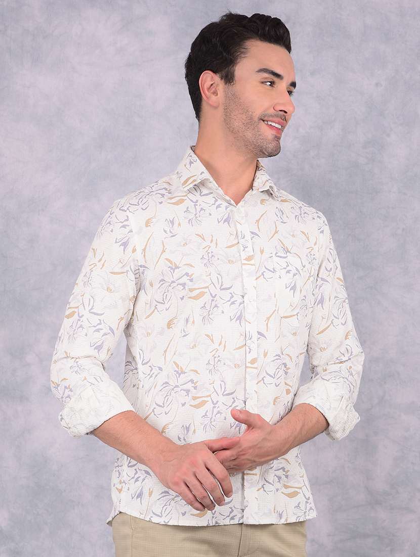 men long sleeve printed casual shirt