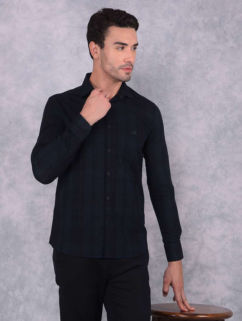 men checkered collared regular fit long sleeve shirt - 21573856 -  Standard Image - 1