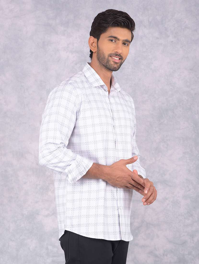 men checkered collared slim fit long sleeve shirt - 21573872 -  Standard Image - 1