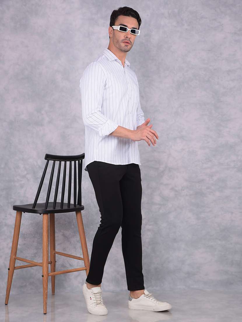 men stripes slim fit long sleeve casual shirt - 21573875 -  Standard Image - 4