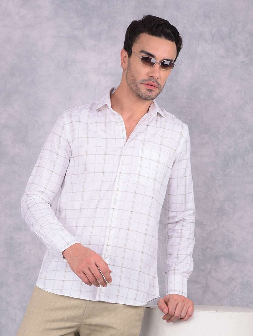 men printed collared regular fit shirt