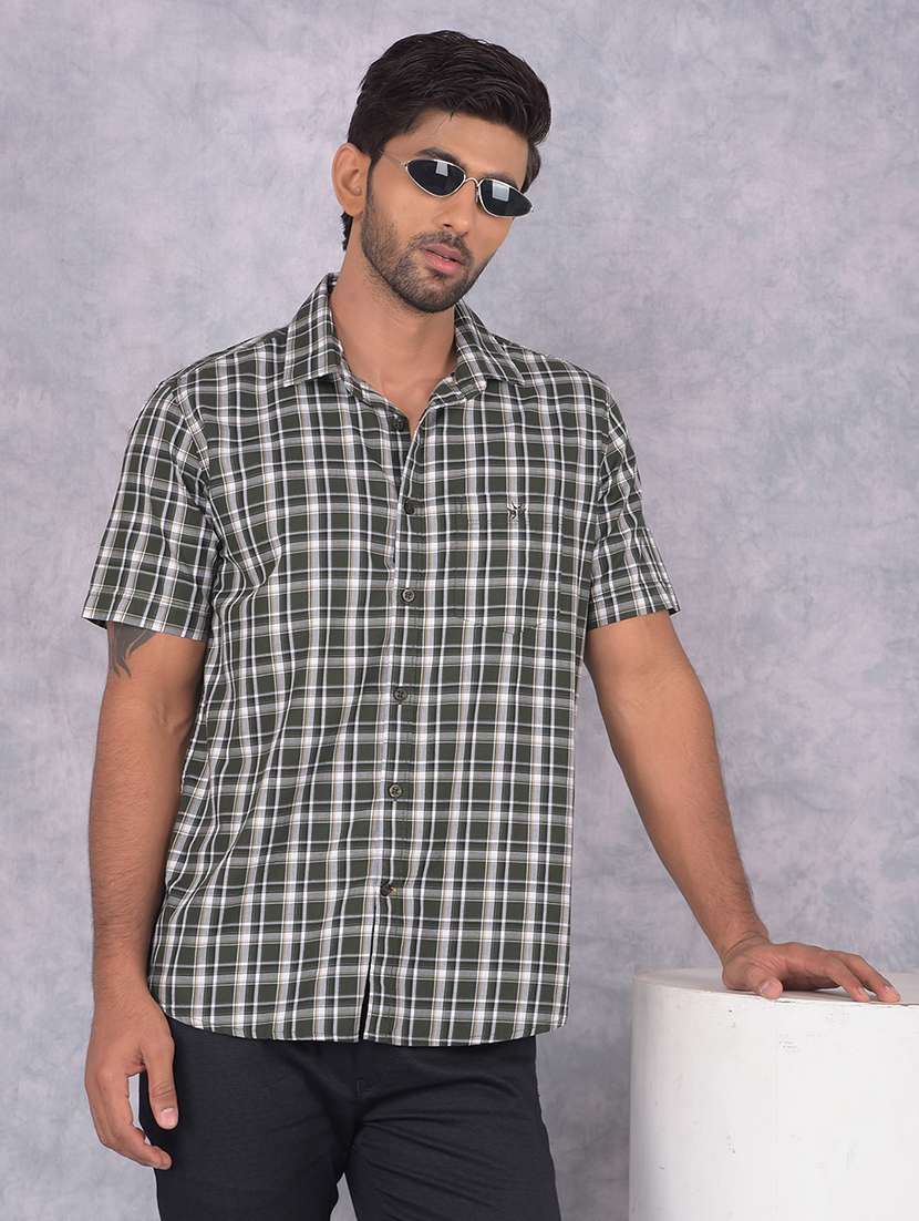 men checkered collared regular fit shirt