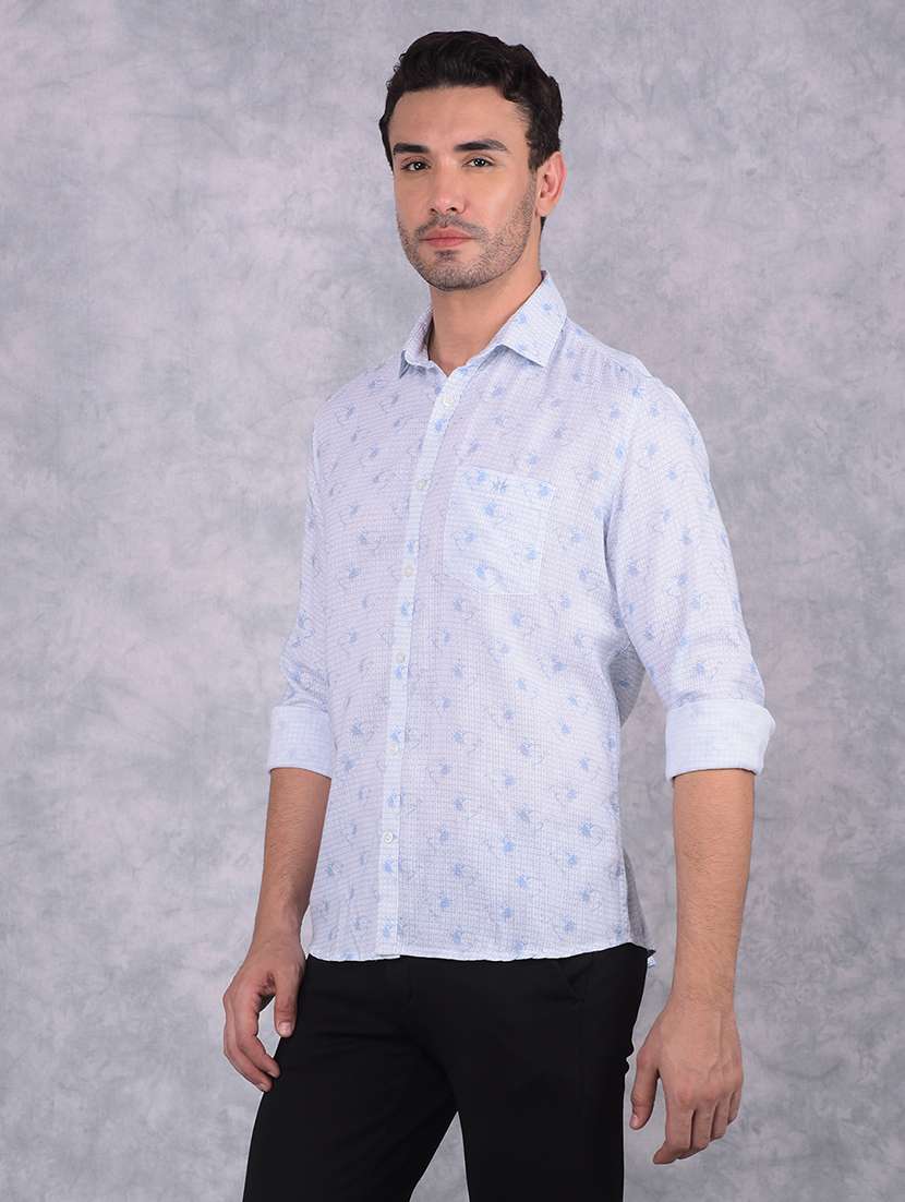 men printed slim fit long sleeve casual shirt - 21573906 -  Standard Image - 1