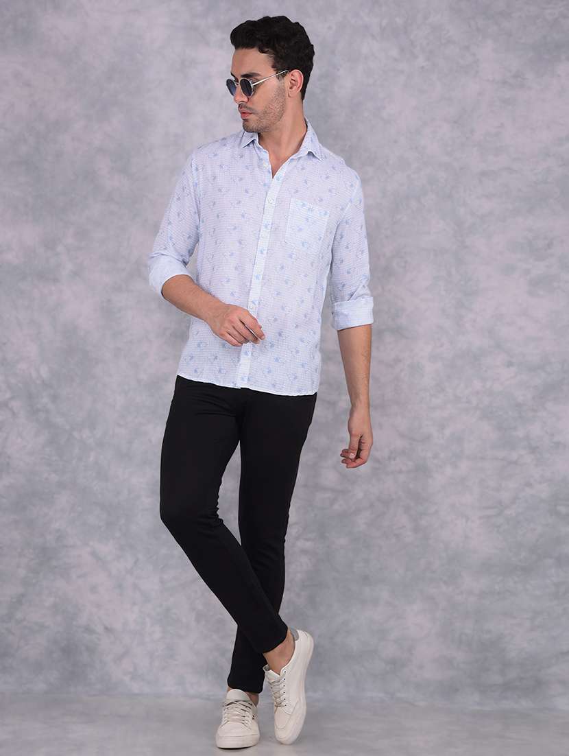 men printed slim fit long sleeve casual shirt - 21573906 -  Standard Image - 4