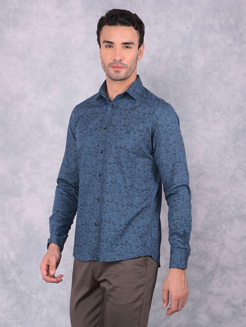 men printed slim fit long sleeve casual shirt - 21573907 -  Standard Image - 1