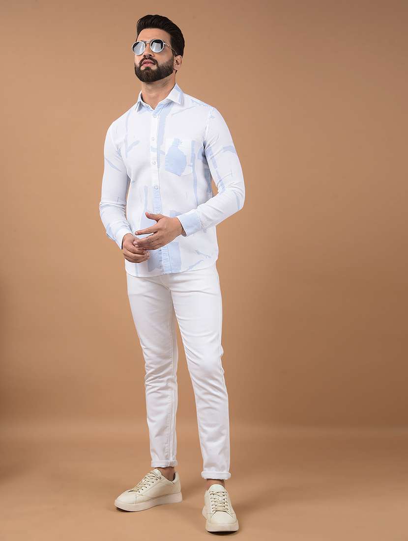 men printed slim fit long sleeve casual shirt - 21573911 - Standard Image - 4