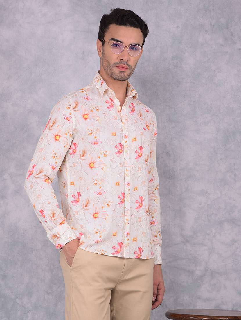 men floral slim fit long sleeve casual shirt - 21573913 -  Standard Image - 1