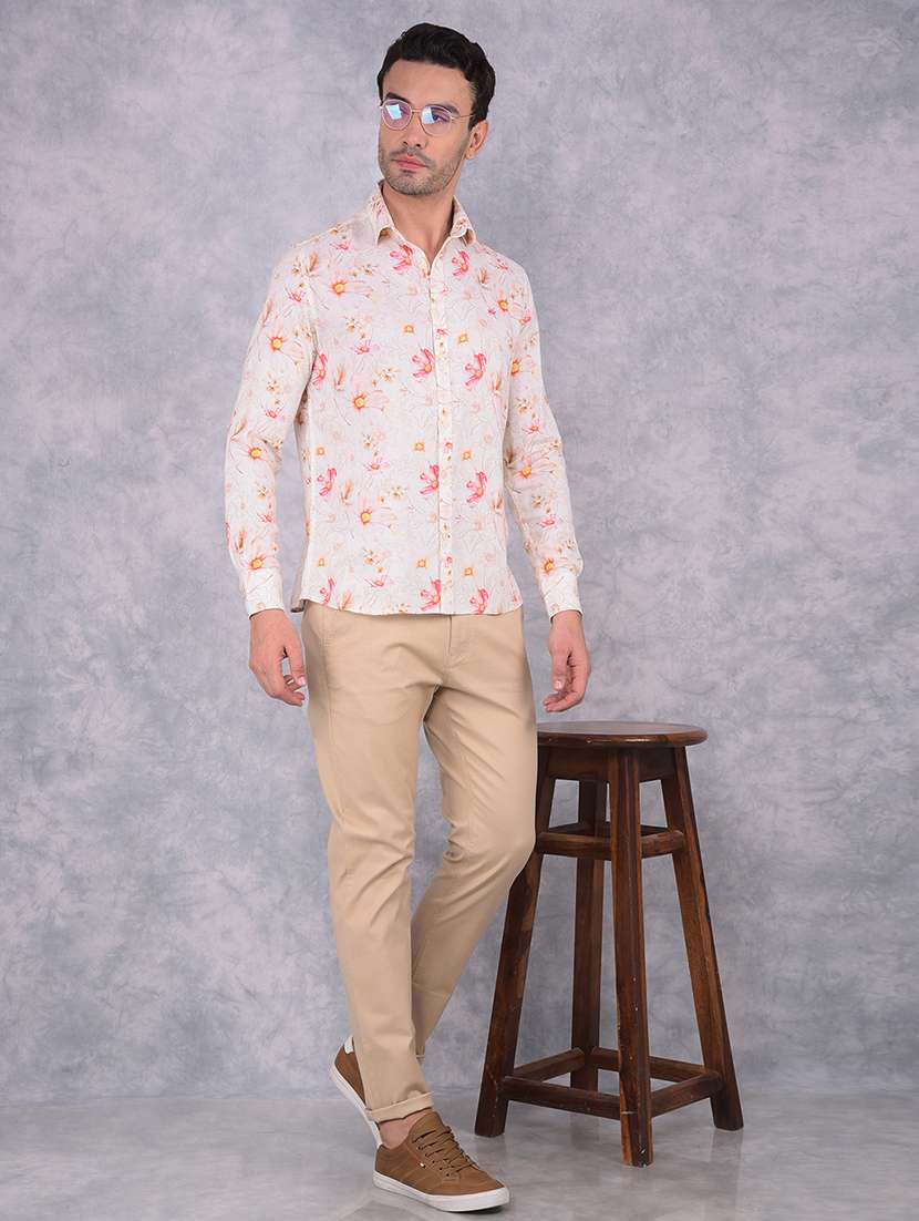 men floral slim fit long sleeve casual shirt - 21573913 -  Standard Image - 4