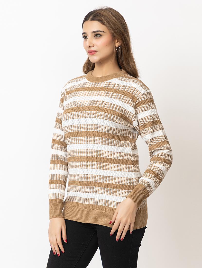 women striped long sleeves pullover - 21574027 - Standard Image - 1