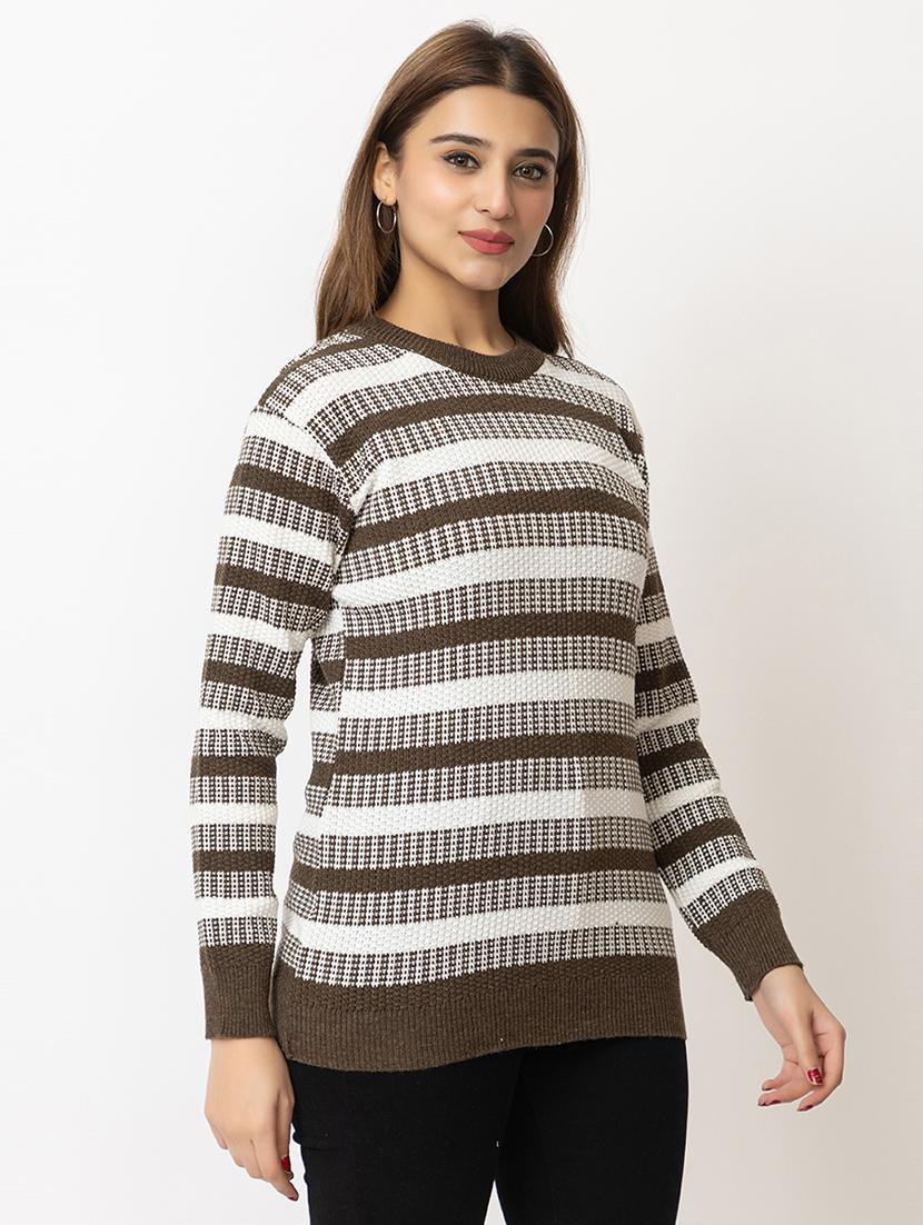 women striped long sleeves pullover - 21574028 - Standard Image - 1