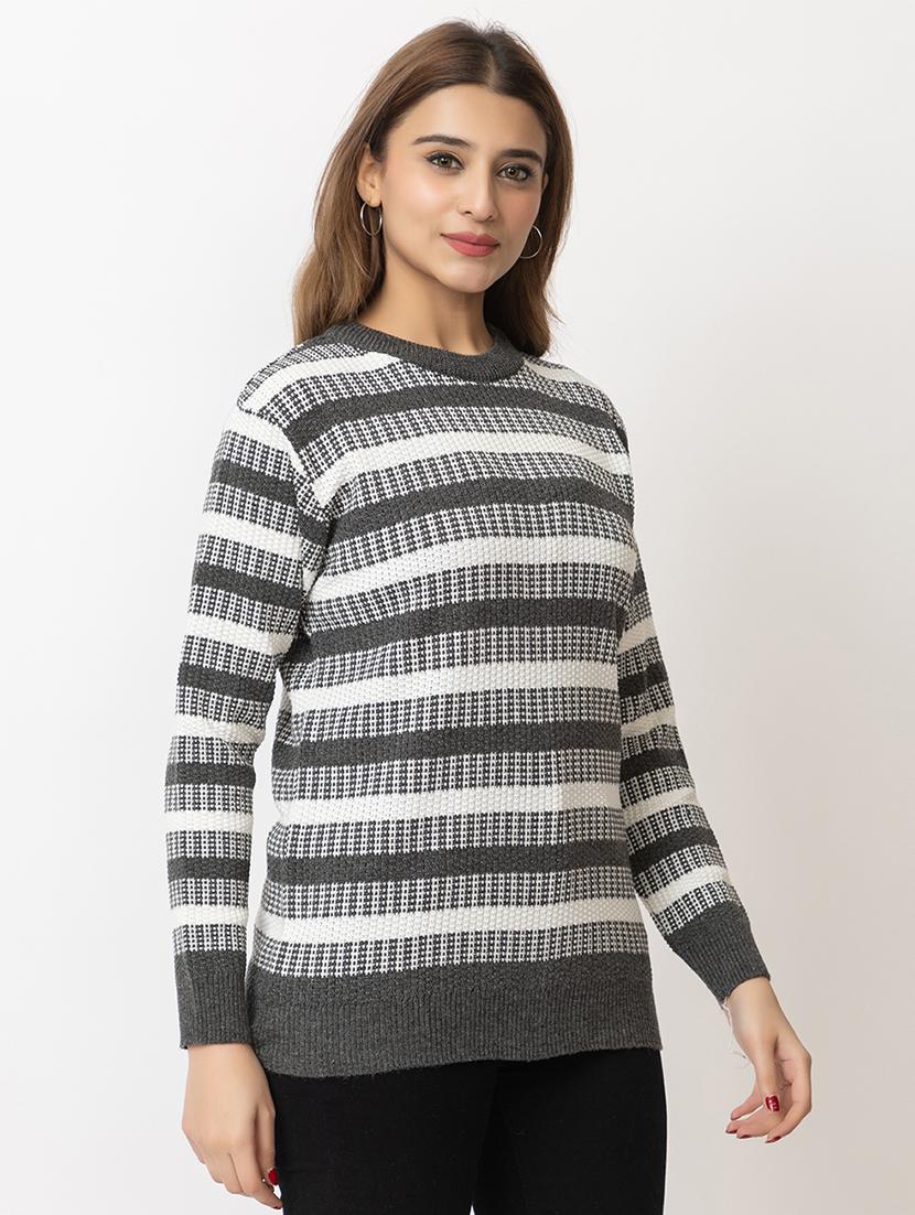 women striped long sleeves pullover - 21574029 - Standard Image - 1