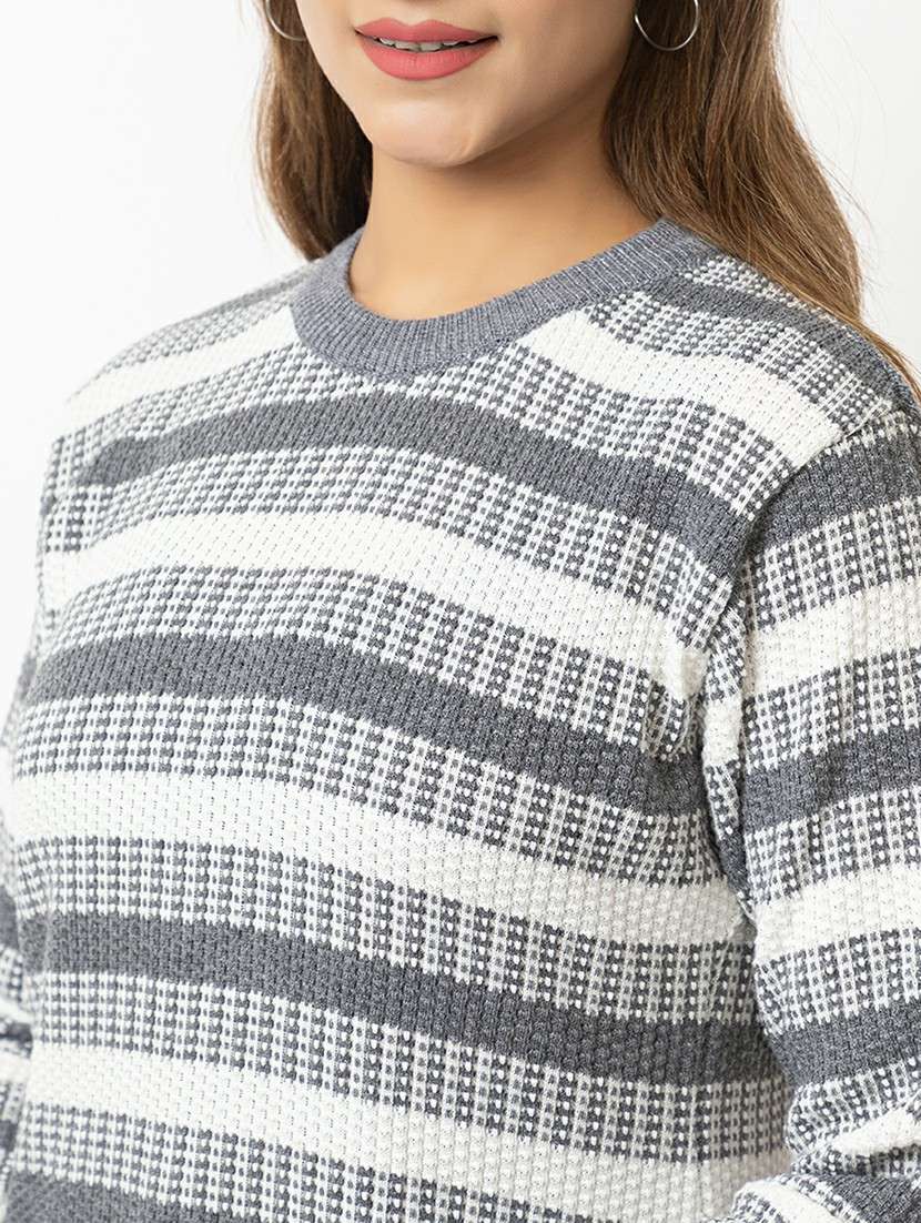 women striped long sleeves pullover - 21574030 - Standard Image - 4
