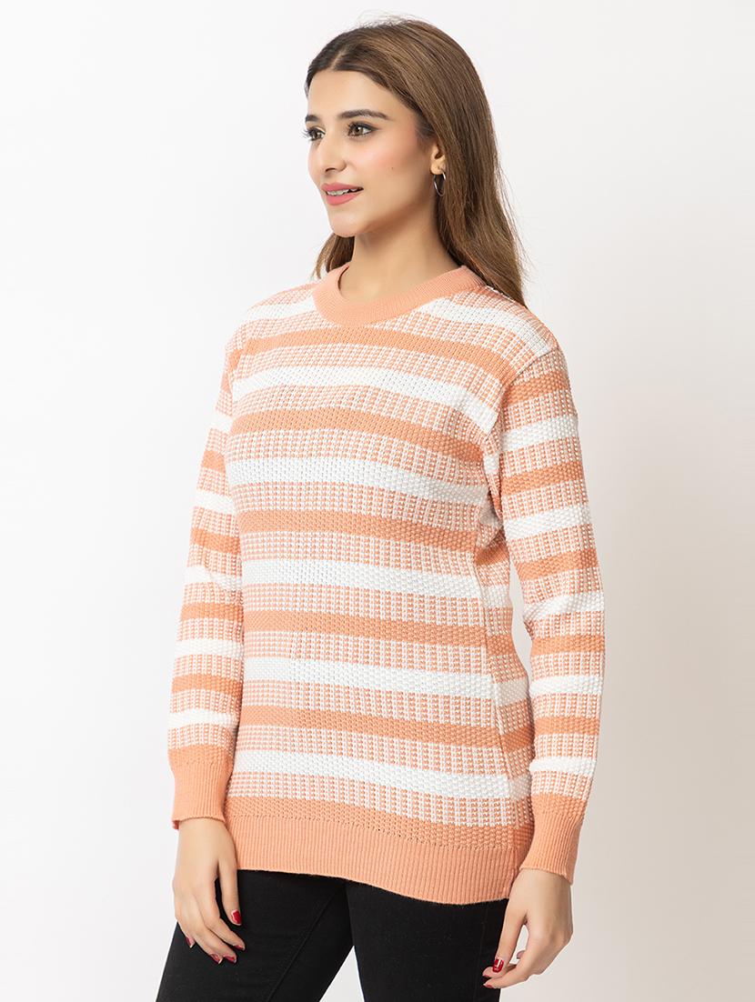 women striped long sleeves pullover - 21574031 - Standard Image - 1