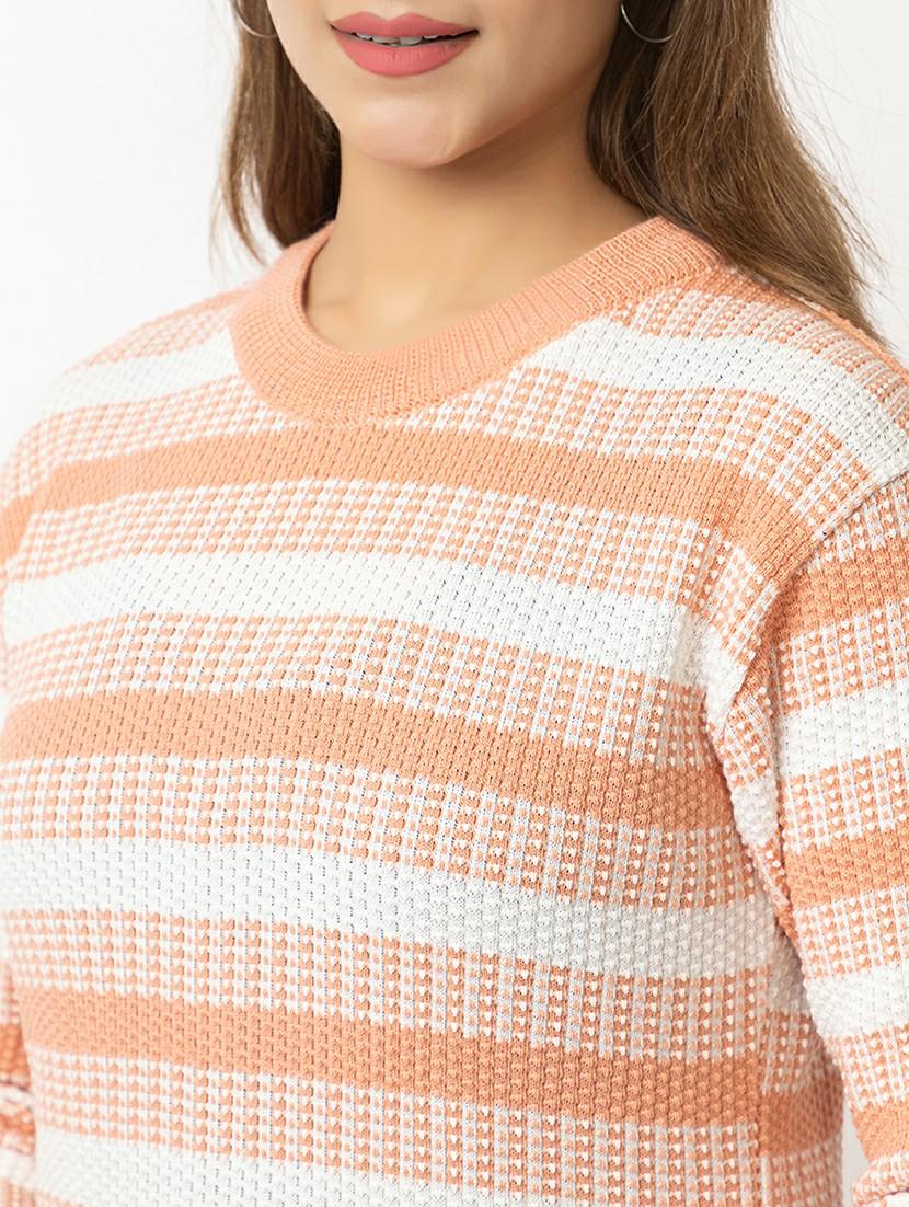 women striped long sleeves pullover - 21574031 - Standard Image - 4