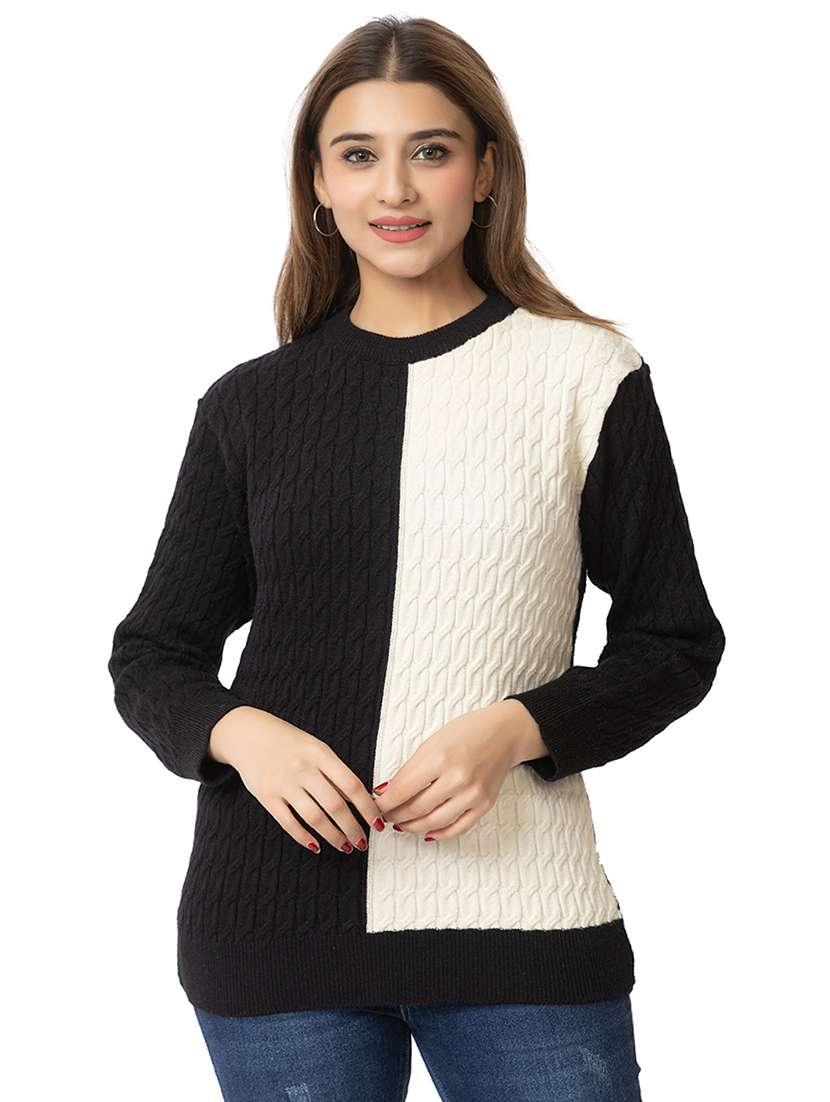 women color block long sleeves pullover