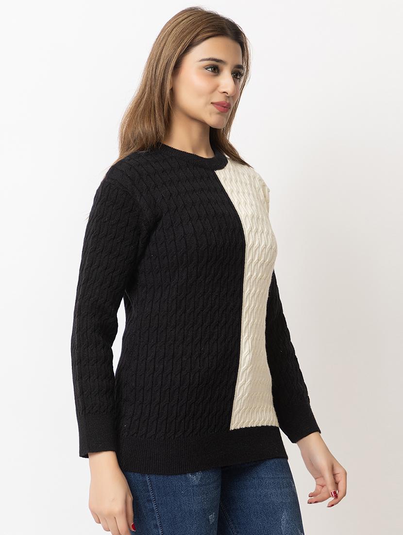 women color block long sleeves pullover - 21574033 - Standard Image - 1