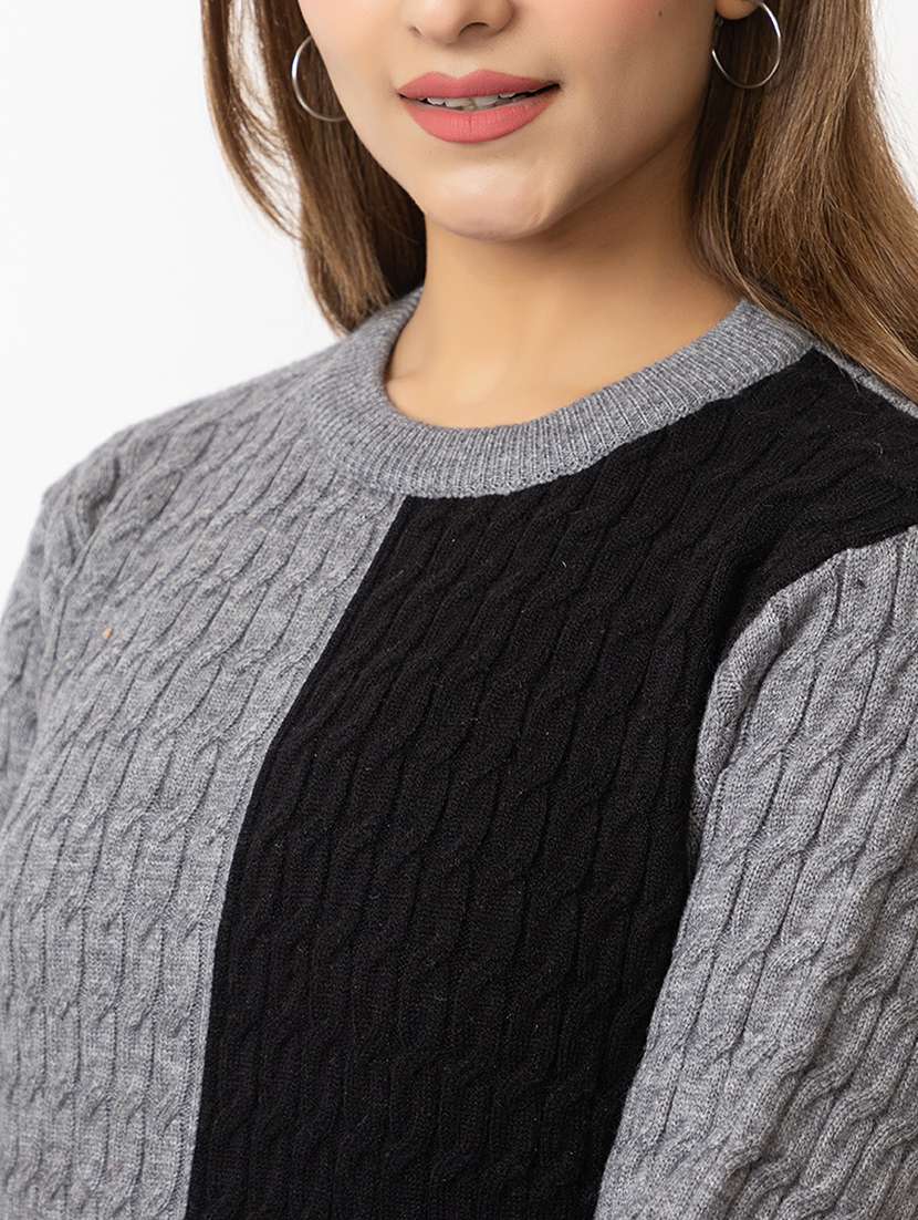 women color block long sleeves pullover - 21574034 - Standard Image - 4