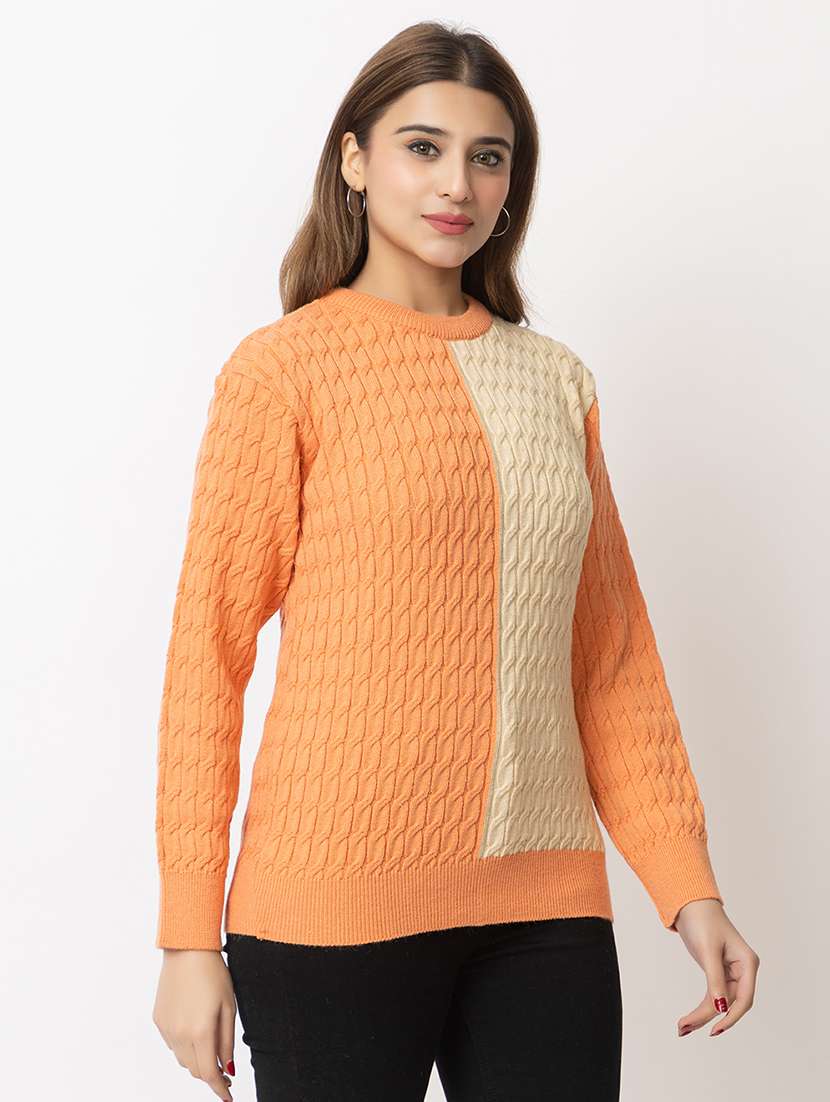 women color block long sleeves pullover - 21574035 -  Standard Image - 1