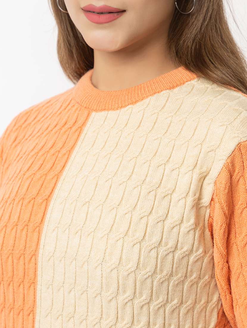 women color block long sleeves pullover - 21574035 - Standard Image - 4