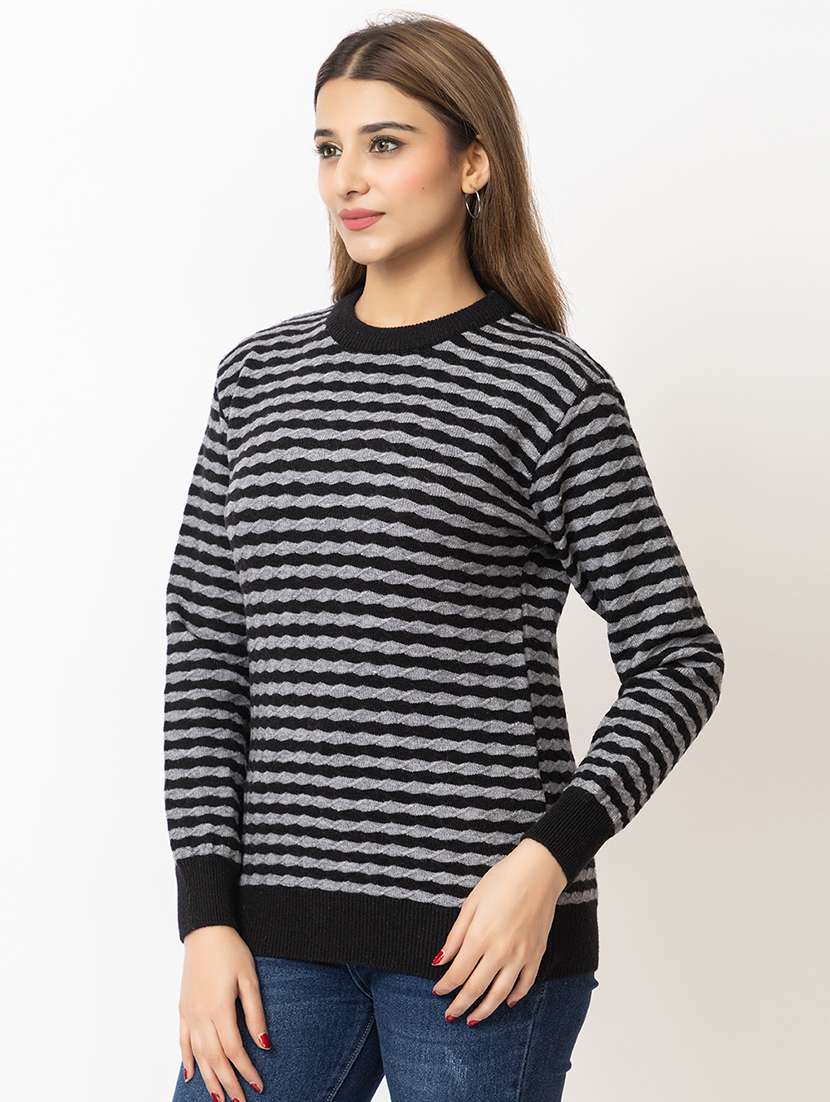 women striped long sleeves pullover - 21574037 -  Standard Image - 1