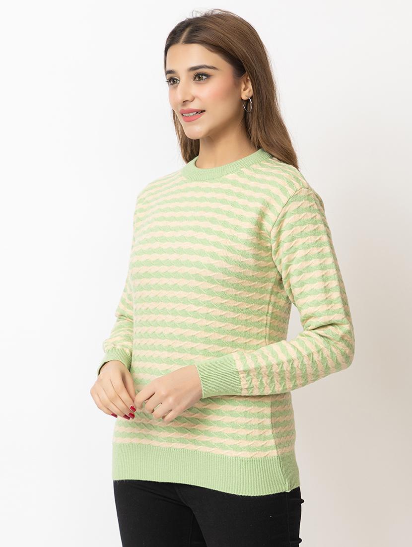 women striped long sleeves pullover - 21574039 - Standard Image - 1