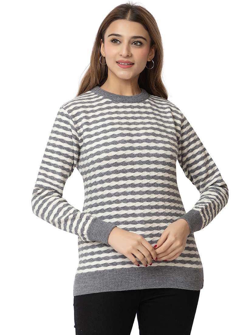 women striped long sleeves pullover