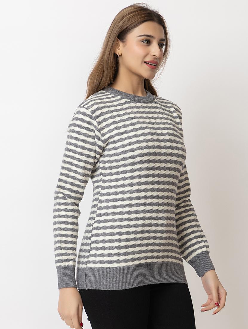 women striped long sleeves pullover - 21574040 - Standard Image - 1