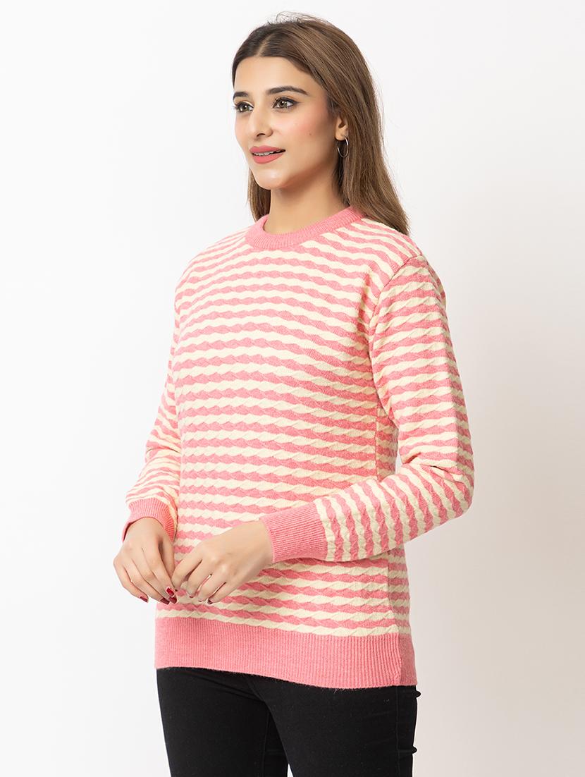 women striped long sleeves pullover - 21574041 - Standard Image - 1