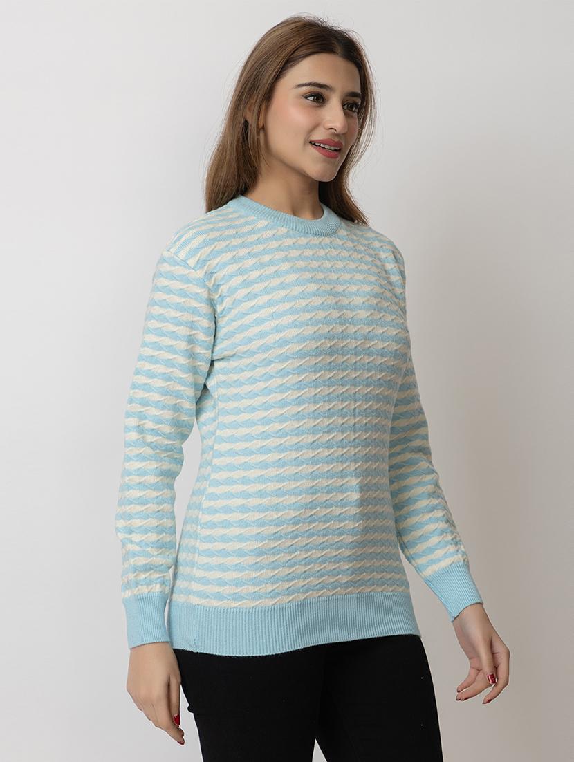 women striped long sleeves pullover - 21574042 - Standard Image - 1