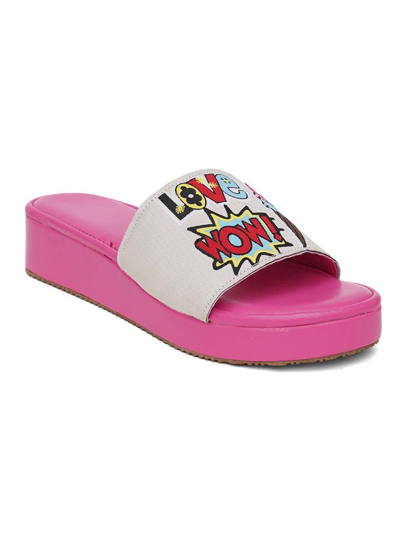 women pink slip on wedge - 21574186 - Standard Image - 1