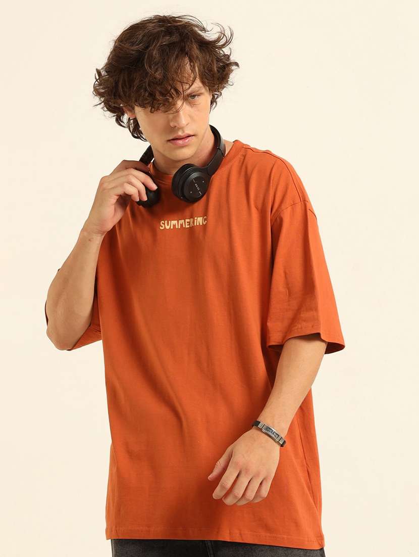 men front & back printed round neck oversized t-shirt - 21574203 -  Standard Image - 1