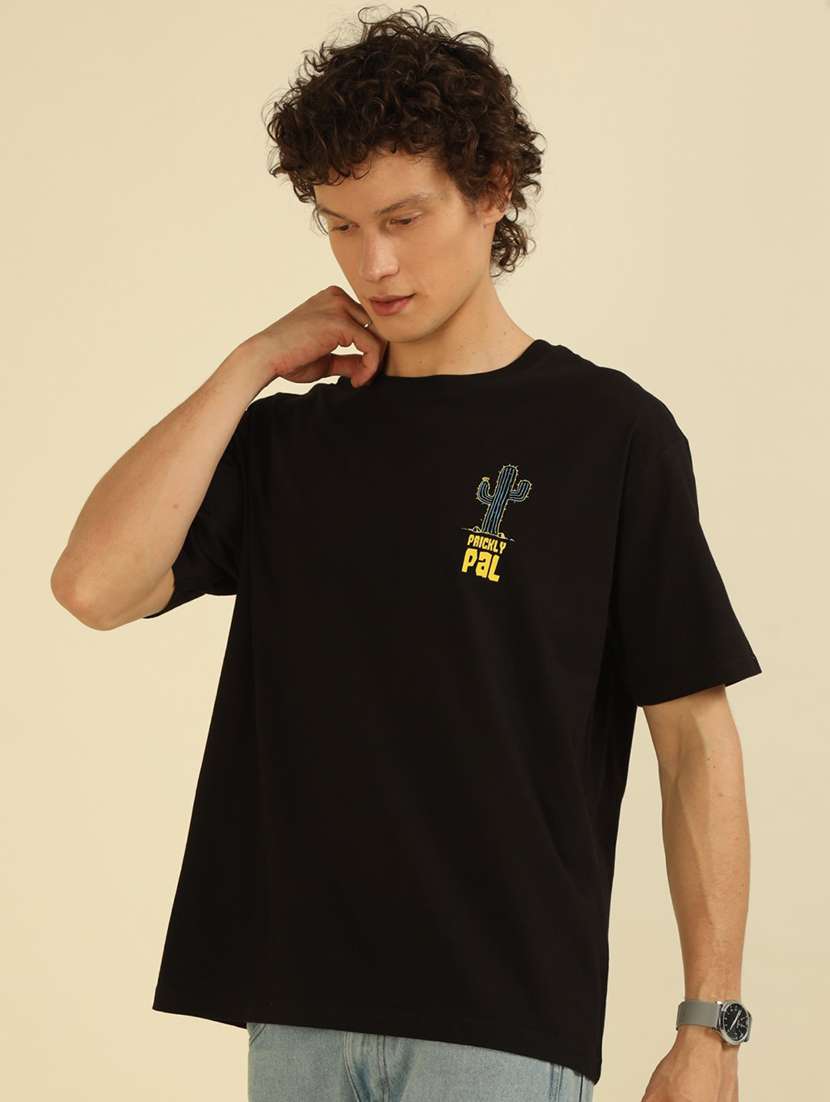 men front & back printed round neck oversized t-shirt - 21574214 -  Standard Image - 1