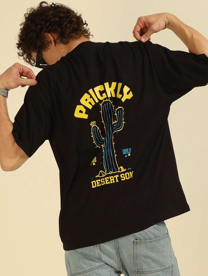 men front & back printed round neck oversized t-shirt - 21574214 -  Standard Image - 4