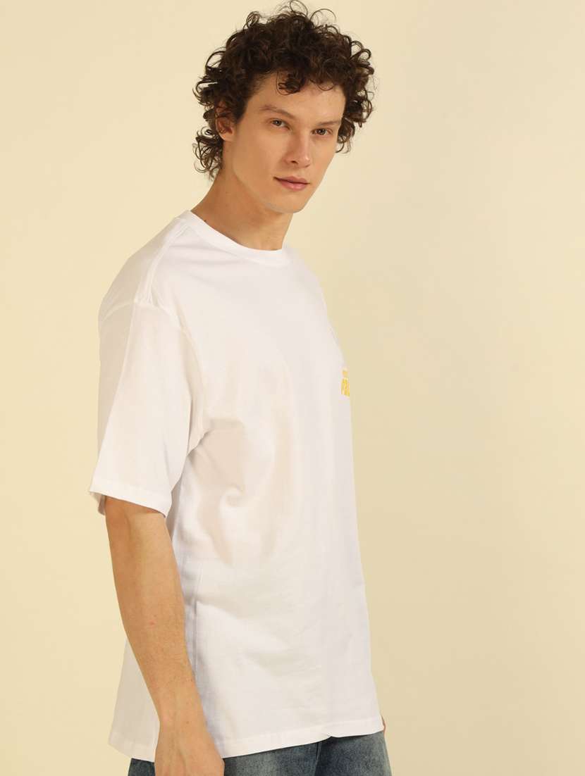 men front & back printed round neck oversized t-shirt - 21574215 -  Standard Image - 1