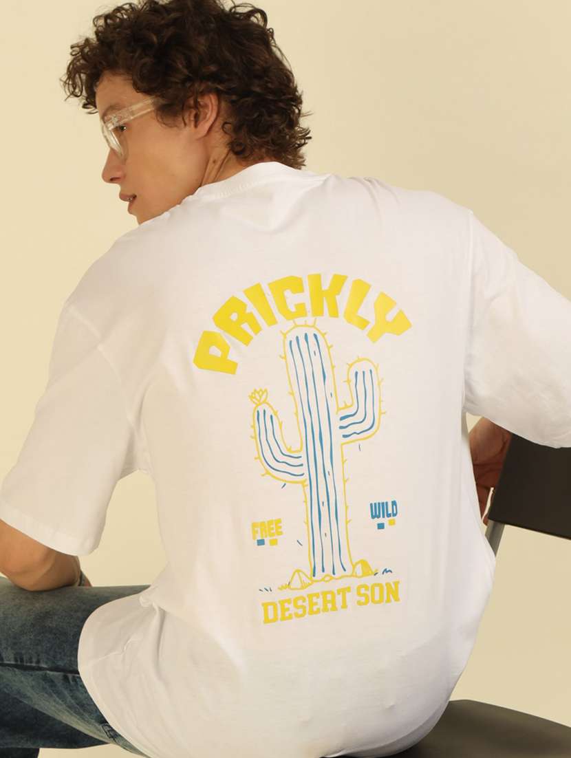 men front & back printed round neck oversized t-shirt - 21574215 -  Standard Image - 4