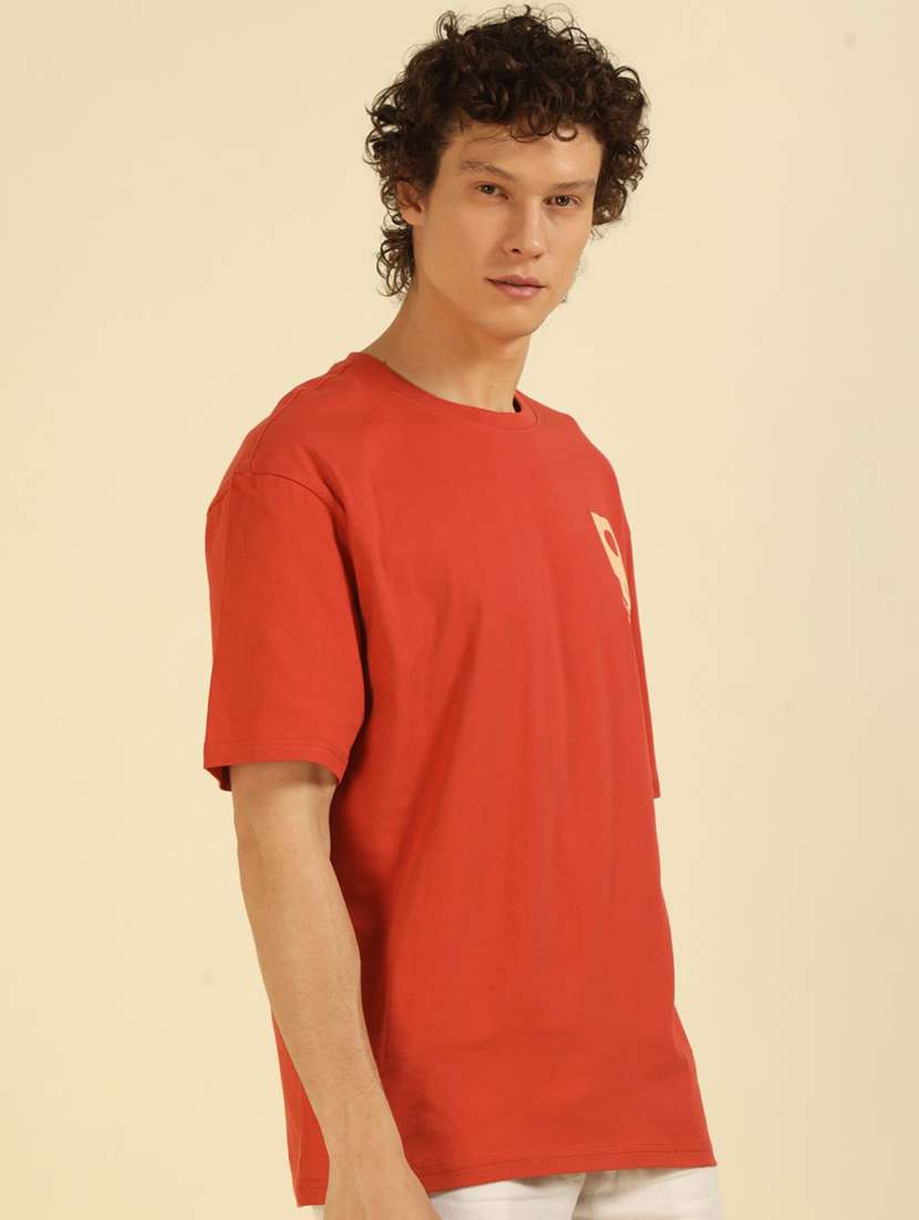 men front & back printed round neck oversized t-shirt - 21574217 -  Standard Image - 1